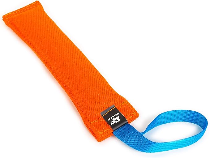 A close up of an orange and blue strap